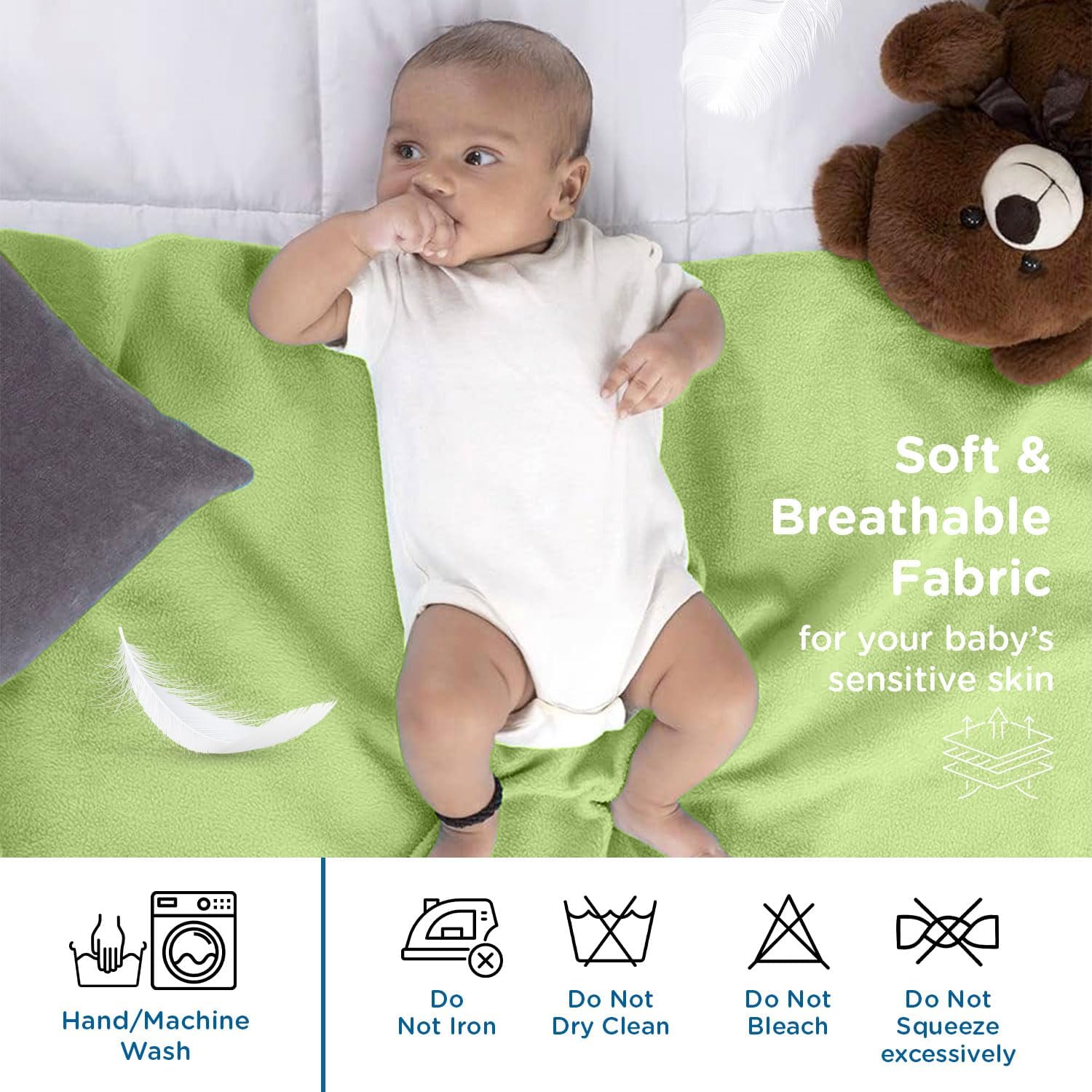 Mee Mee Instadry Cotton Bed Protector Mattress Extra Absorbent, Breathable, Soft and Gentle, Reusable Waterproof Quick Dry Baby Cot Sheet for Infants, 0 to 9 Months, 50X70Cm (Color May Varies)