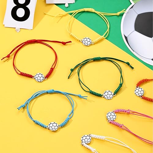 Miniatura 9 de 20 pulseras de fútbol ajustables, cuerda de fútbol, pulsera de cuerda trenzada con dije, Navidad, Halloween, para niñas, adolescentes, la mayoría de