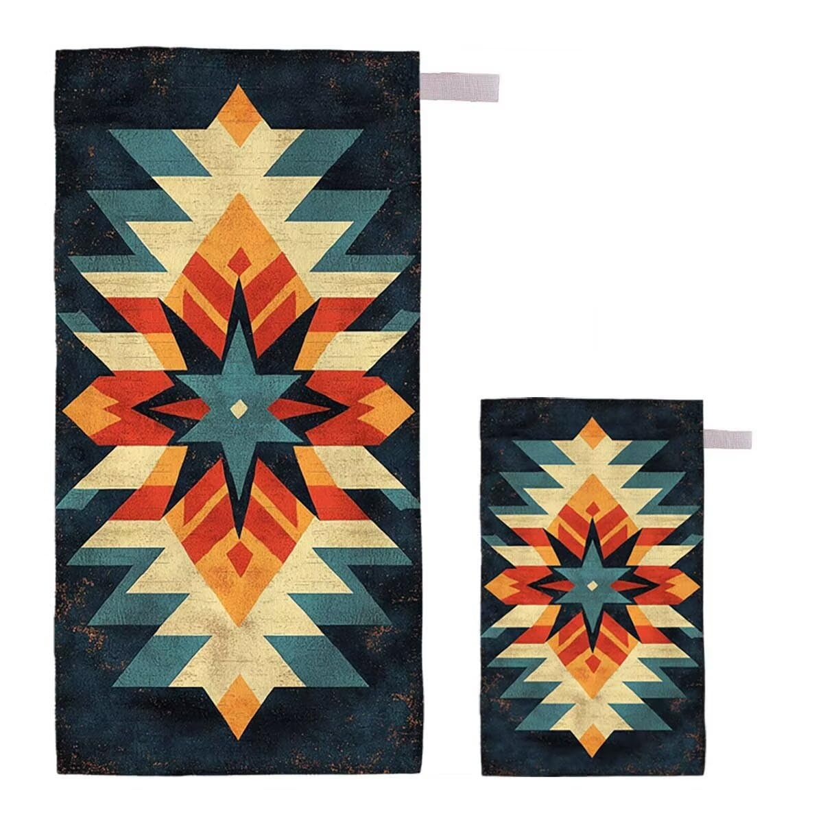 Telo Mare XXL 100x200cm/35x70cm, 2 Set Telo Mare Microfibra Marocco Asciugamano Palestra Uomo, Antisabbia, Leggero, Asciugatura Rapida, Teli da Spiaggia Grandi Accessori per Camping Natation Yoga B-96