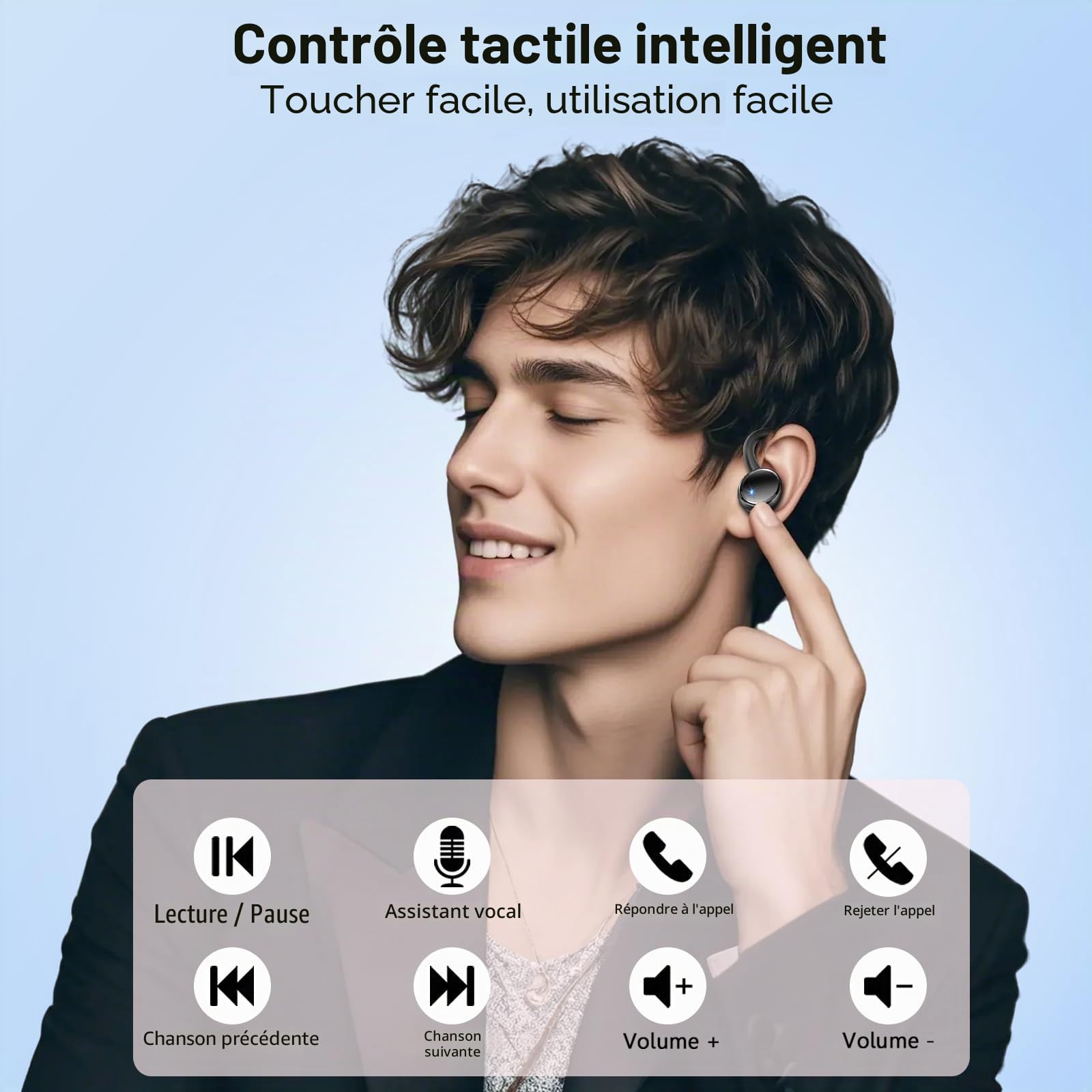 2026 Ecouteurs Bluetooth sans Fil Sport, Écouteur Bluetooth 5.4 avec HiFi Stéréo, 50H Écouteur Bluetooth 4 ENC Réduction Bruit Mic, IP7 Étanche Oreillette Bluetooth, Écran LED Casque pour Running