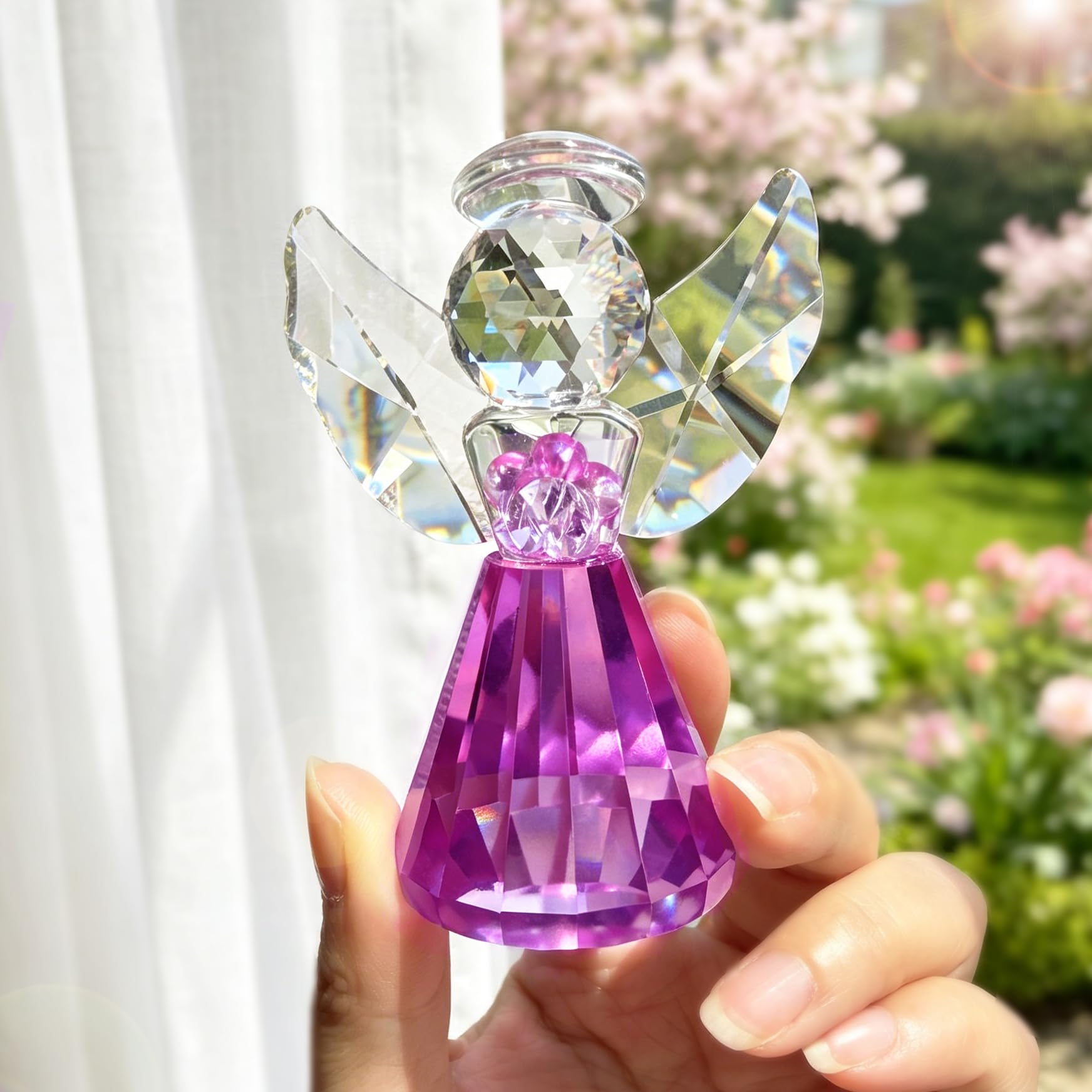 Figurine d'ange en cristal violet de 7,6 cm pour déco de maison