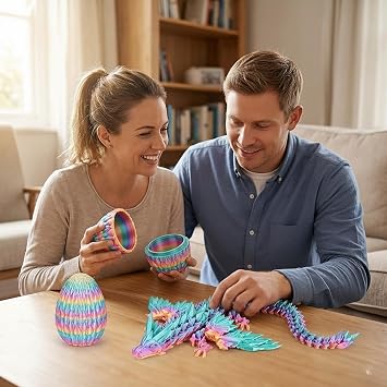 3D Dragon Eggs with Dragon Inside, Randomly Colored 3D Dragon Egg, 3D Printed Dragon with Wings, Ideal for Creative Play and Desk Decoration, Collectible Birthdays Gift