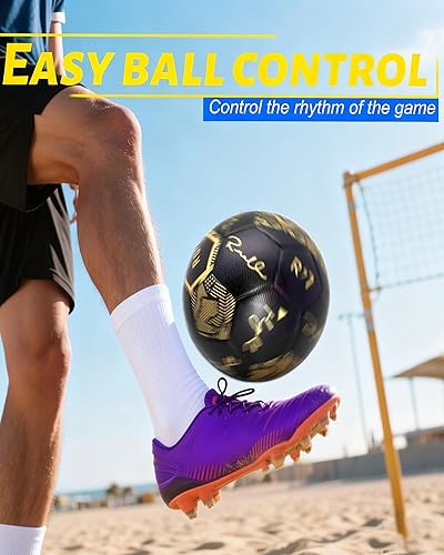 Miniatura 7 de Balón de fútbol tamaño 5, piel sintética impermeable, entrenamiento profesional y pelota oficial de partido, incluye aguja de inflado y bolsa de