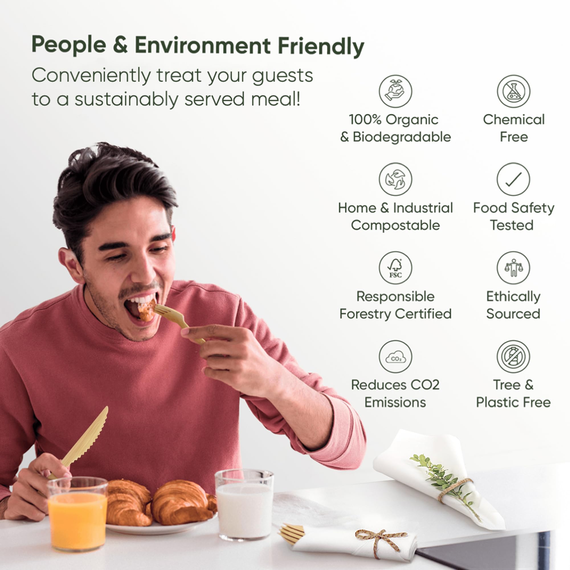 EcoPreps Bamboo Cutlery Set - Sustainable & Eco-Friendly -4