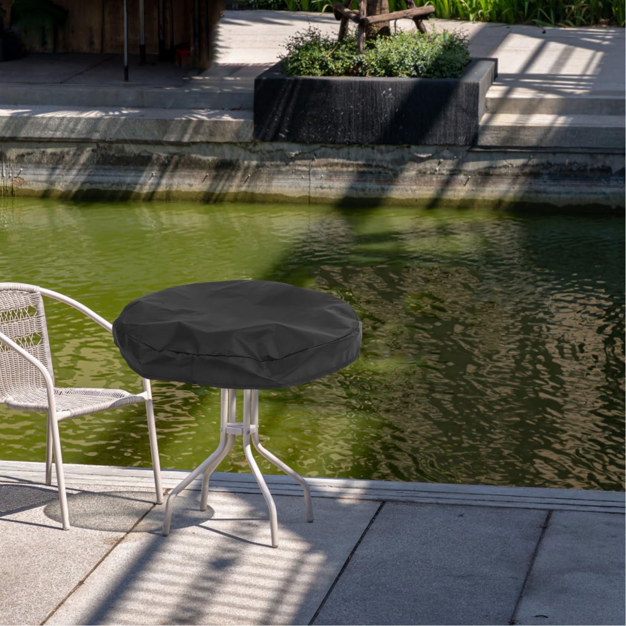 VICASKY Housse de protection ronde en tissu Oxford de 100 cm de diamètre - Résistante aux intempéries - Pour braseros de jardin et tables de barbecue en plein air