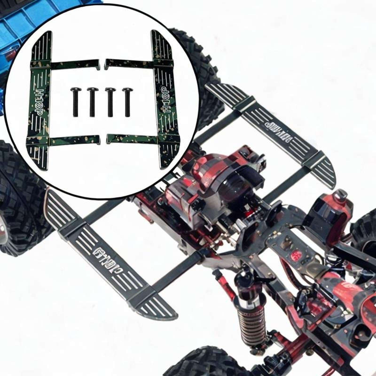 Baoblaze Pedana Laterale per Auto RC, Metallo, Piastra Laterale per poggiapiedi per Modello RC Crawler in 1:18 H18P, Accessori per, Verde Scuro