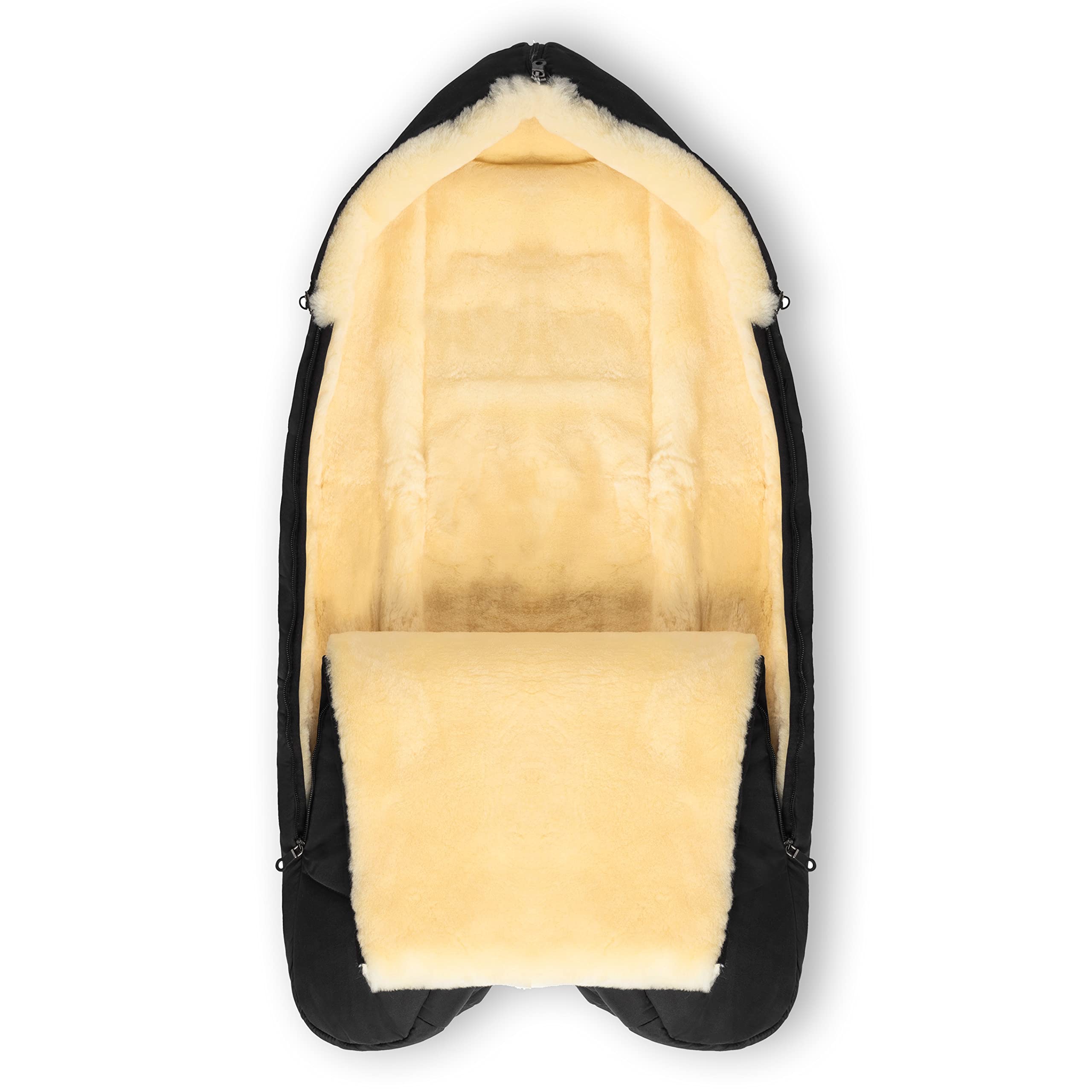 WERNER CHRIST BABY, Lammfell-Fußsack WARTH – warmer Kinderwagen-Fußsack aus medizinischem Fell für den Winter, für Buggys mit getrennten Beinen oder fixen Mittelsteg, ab. 6-36 Monate, in farbe schwarz