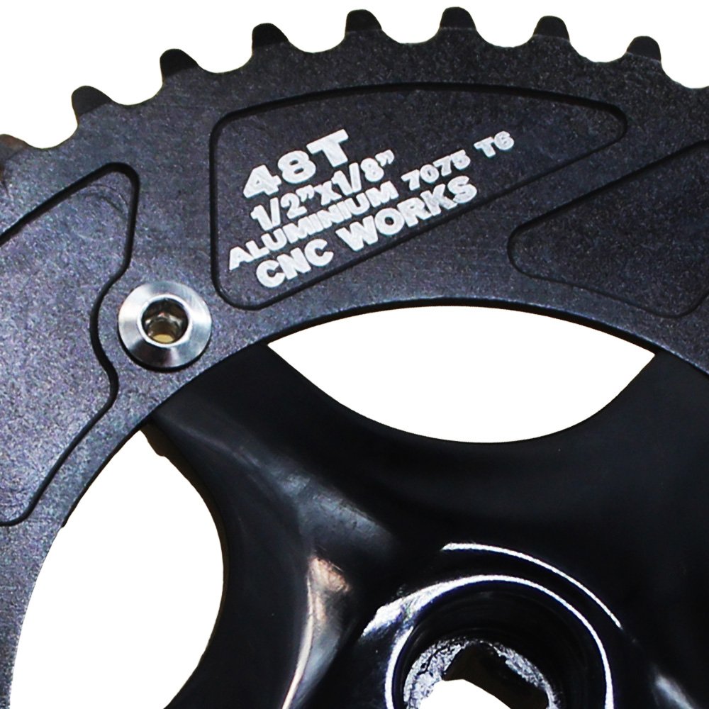 CYSKY Guarnitura Single Speed 48T 170mm Pedivelle 130 Guarnitura Fixie BCD per bici a una velocità, Bicicletta a ingranaggi fissi, Bici da pista (Cono quadrato, Nero)