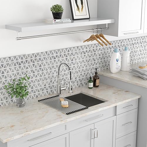 Miniatura 33 de Kichae Fregadero de lavandería de 21 x 18 pulgadas, fregadero de acero inoxidable de 12 pulgadas de profundidad para debajo de la encimera, lavabo