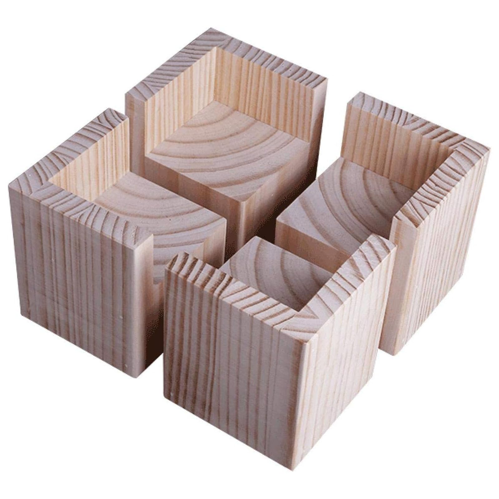 Set mit 4 hölzernen Fellerhöhungen zur Erhöhung der Höhe, perfekt für Tische und Betten – für Ihre Heimdekoration und T
