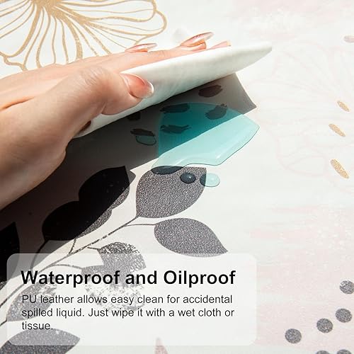 Miniatura 3 de Qiyi Alfombrilla de mouse, botánica, bohemia, linda, grande, para escritorio, mujeres y niñas, decoración, oficina, piel sintética impermeable,