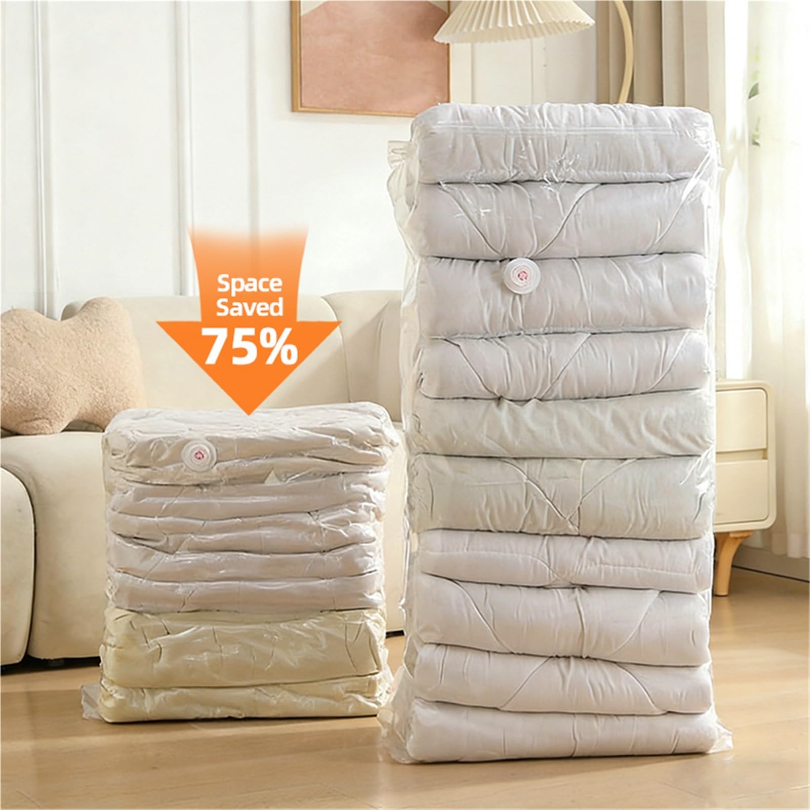 Bolsas Vacio Ropa Bomba grande de bolsas almacenamiento al vacío 2 piezas | Ropa gratis, manta, edredón, abrigo, ahorro de espacio, compresión, armario for el hogar(40x32x60cm,5PCS)