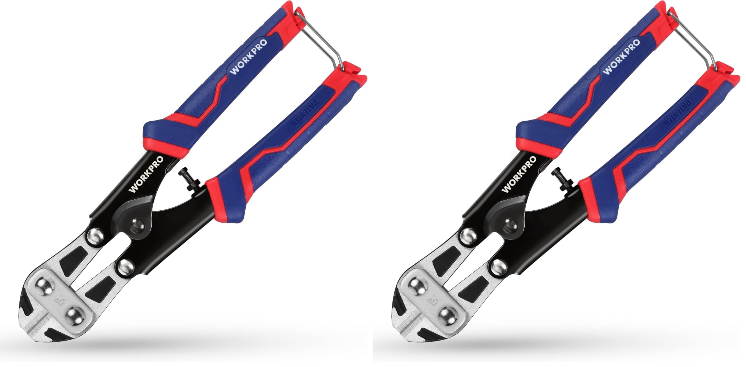 WORKPRO Mini Bolt Cutter 8-inch, Spring Loaded Wire Cutters Heavy Duty with Soft Anti-slip Handle, Small Bolt Cutter, Wire Cable Cutter, Spring Snips Clippers (Upgrade Grip) (Pack of 2)