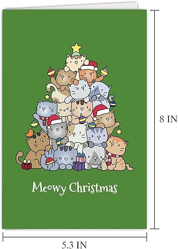 Miniatura 7 de Supoeguk Divertida tarjeta de Navidad para amigos, linda tarjeta de Navidad de gatos para él y ella, tarjeta de feliz día festivo para hombres y