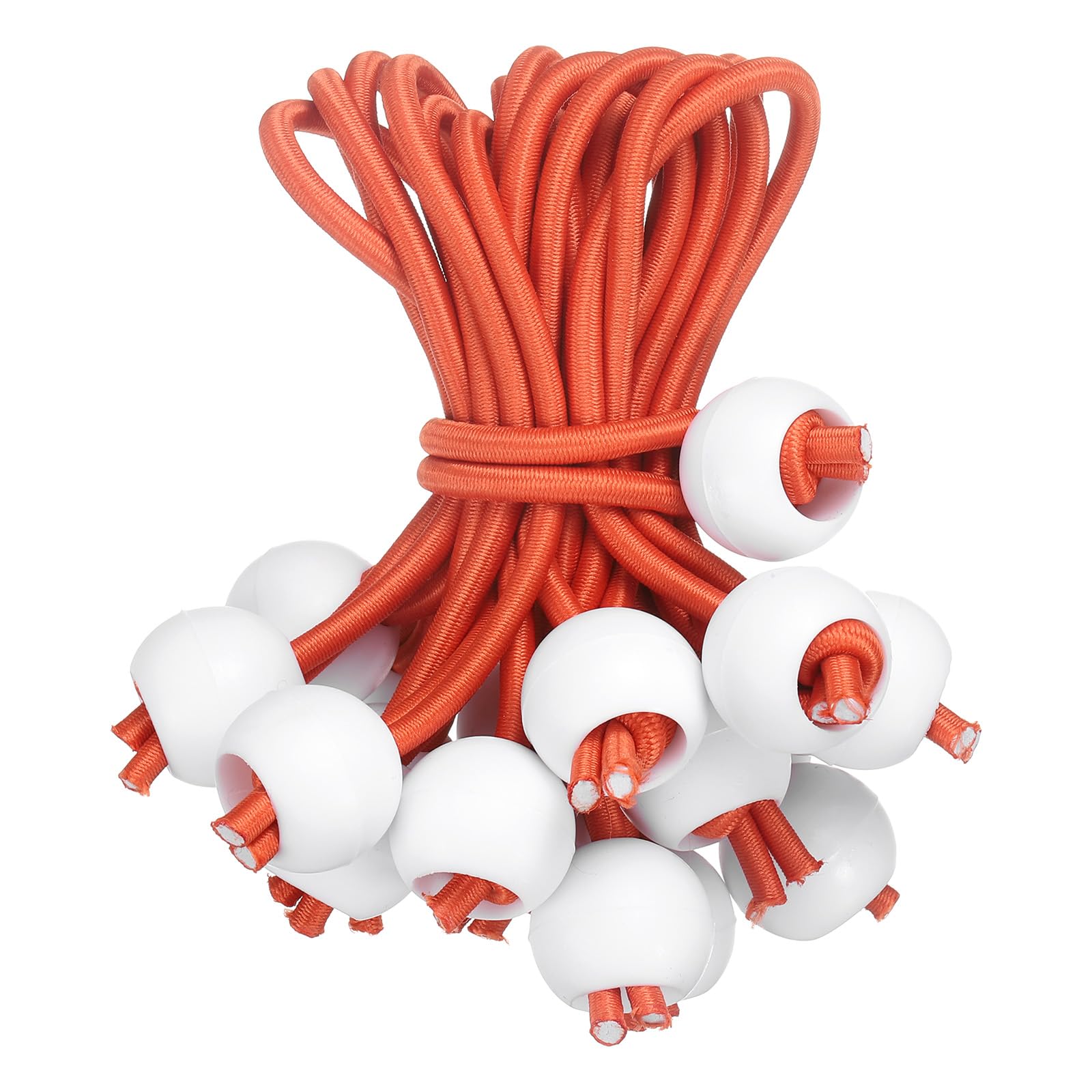 sourcing map 4" Balls Bungee Cords, 30 Pcs Bungee Cords with Balls Elastic Tarp Tie Downs for Tents, Camping, Tarp, Posters, Expander Loops, Tarpaulin Holders, Tarpaulin Rubber (Orange/White)