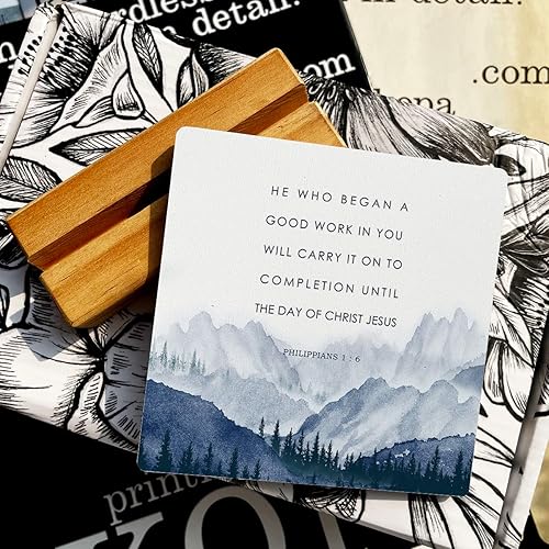 Miniatura 3 de Letrero de madera con texto en inglés "Country He Who Began a Good Work in You", letrero de madera con versículos bíblicos, decoración de escritorio