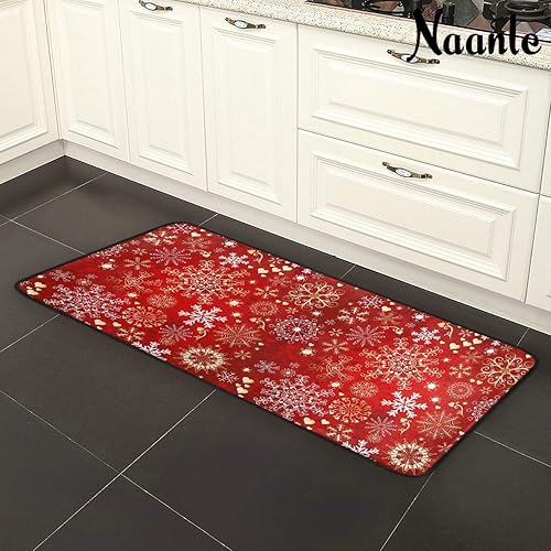 Miniatura 5 de Naanle Tapete de cocina antifatiga navideño, antideslizante, absorbente, cómodo, para pasillo, entrada, baño, sala de estar, dormitorio, 39 x 20