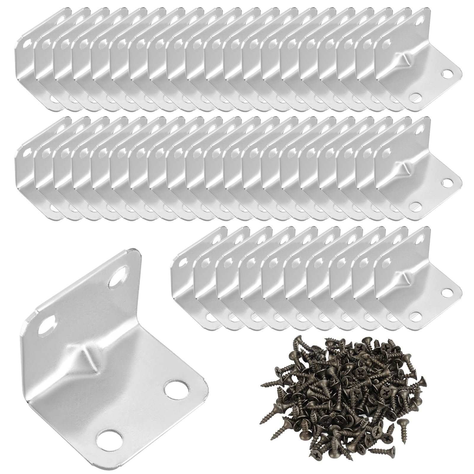 Staffe Angolari In Acciaio Inox 50 Pezzi - 20x20mm Per Mobili, Scaffali, Tavoli - Foto 2