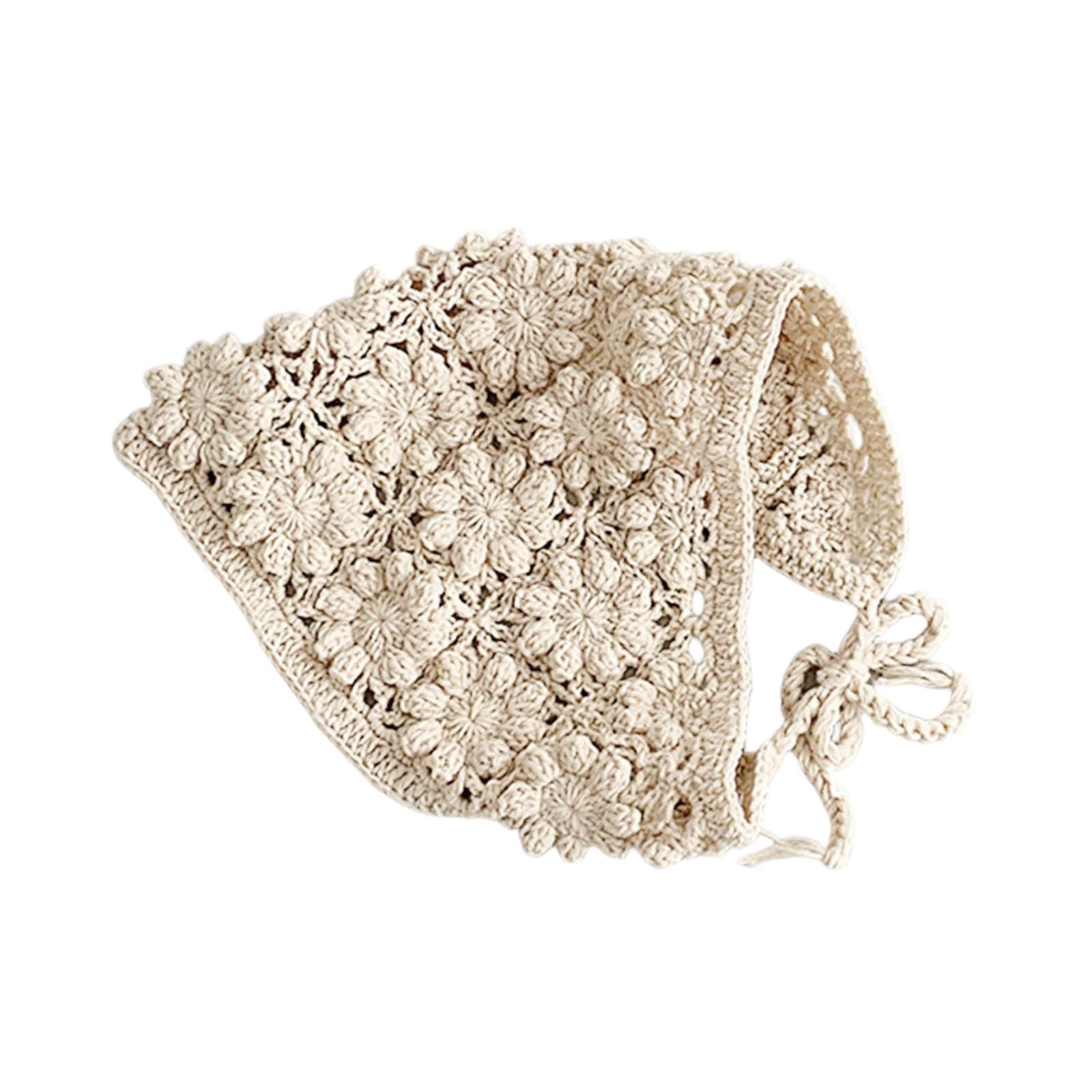 Classical Crochet Baby Bandana Hair Scarf Double Purpose Head Wrap Headwear Soft Texture Hairband for Newborns Girls Vintage Hairband for Infants