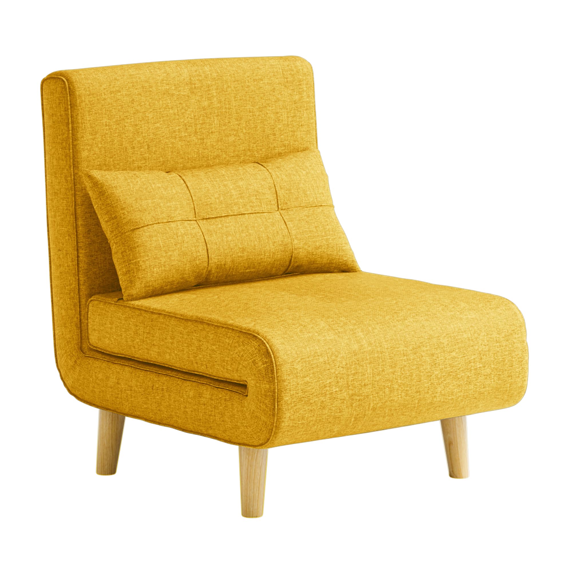 Bealife Sillón Convertible 1 Plaza, Sillón Cama 3 en 1, Sofá Cama Individual con Respaldo Ajustable en 5 Posiciones, para Salón, Dormitorio, Oficina, Amarillo