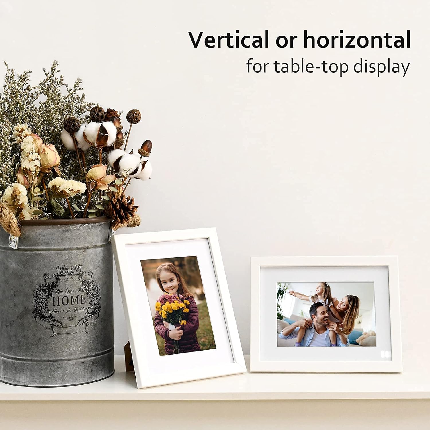 KINLINK 6x8 Picture Frame White Set of 4, Wooden Photo Frames Matted 4x6 with Plexiglass for 4x6 with Mat or 6x8 without Mat for Table and Wall Display - Image 4