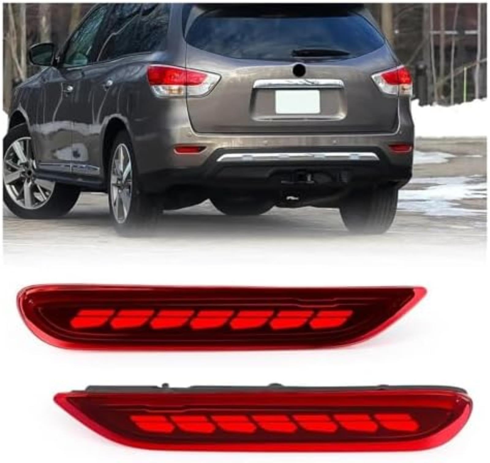 Tylna lampa tylna, dla X Trail T32, dla Rogue, dla Qashqai J11, dla liści, dla Pathfinder 2014-2016 światła odblaskowe zderzaka tylne światło samochodowe Led Odblask na zderzak (3) (3)