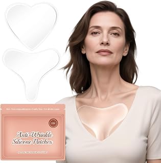 2 Pcs Silicone Chest Wrinkle Pads, Reusable Overnight Anti Wrinkle Patches, Neck Tape Lifting Invisible Anti Chest Wrinkles Chest Pads, An-ti Aging Silicone Patches For Wrin-kles, (1.5 Month Supply)
