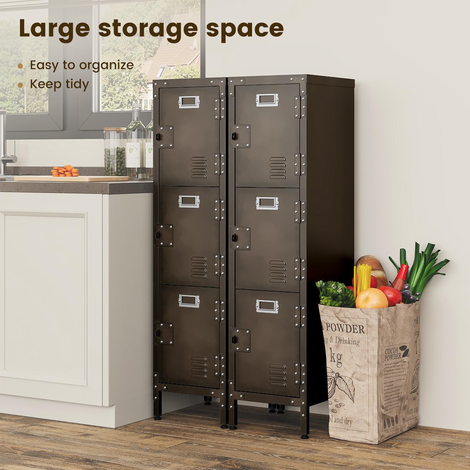 Sightlife Metall Schließfach mit 3 abschließbaren Türs,industrielle Stahlschrank für Schule Haus Büro Garage H120*W31*D35 cm