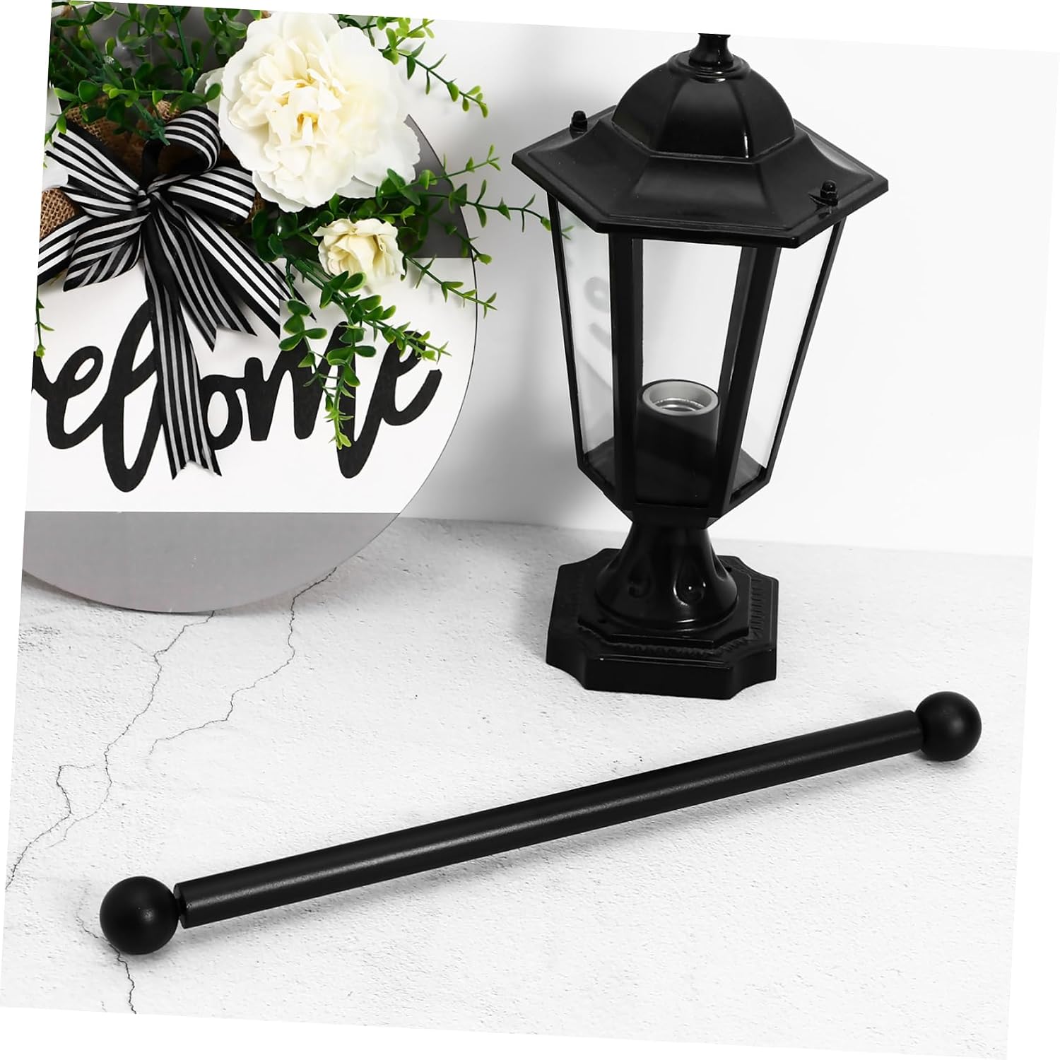 DOITOOL Lamp Post Arm Ladder Rest 41cm Steel Crossbar Black Yard Lamp Post Rod Accessory for Hanging Lights