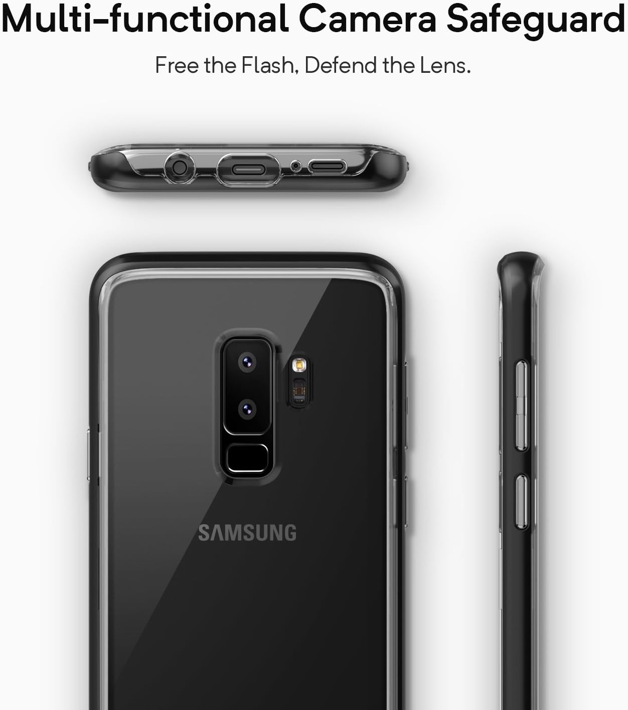 Caseology Skyfall for Galaxy S9 Plus Case (2018) - Clear Back & Slim Fit - Black