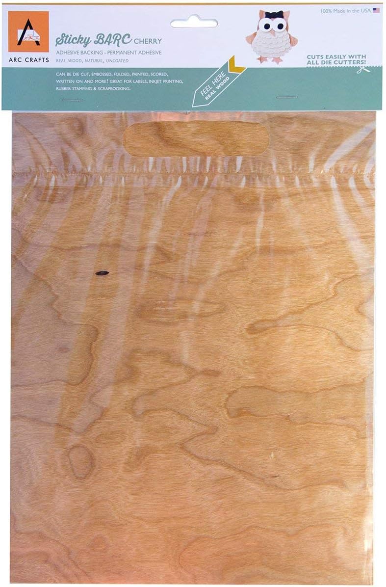 Arc Crafts Cherry-Barc Wood Sheet Ab, Acrylic, Multicolour, 23.11x33.52x0.25 cm