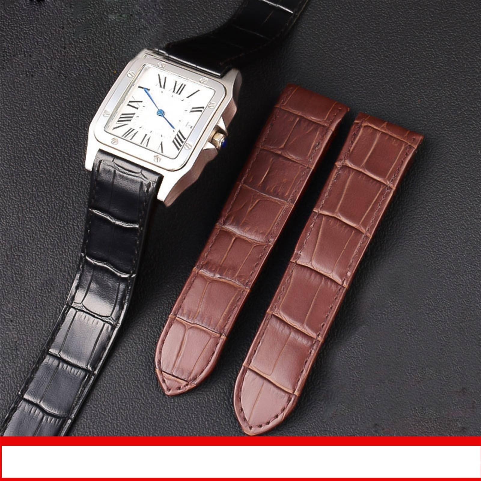 PURYN Correa de reloj de piel auténtica para Cartier Santos 100 de 20 mm y 23 mm