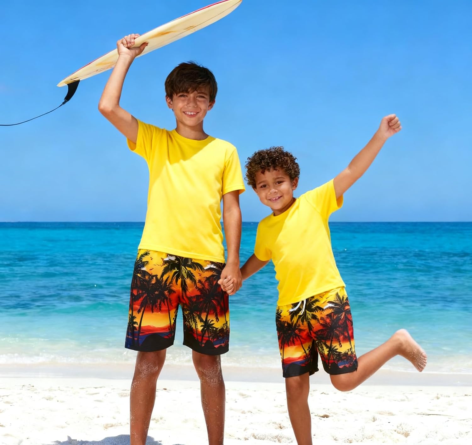 westwolf Boys Swim Trunks with Compression Liner Toddler Boys Swim Shorts Boxer Brief Board Shorts Swimming Set 5-18T - Image 2