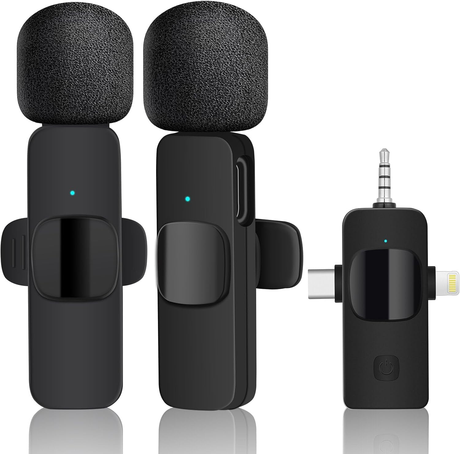 Microphone,Wireless Lavalier for iPhone Android Camera Plug-Play Professional Noise Reduction Condenser Recording Microphones for Interview Video Podcast Vlog YouTube (Three in One) Microphone,Wireless Lavalier for iPhone Android Camera Plug-Play Professional Noise Reduction Condenser Recording Microphones for Interview Video Podcast Vlog YouTube (Three in One)