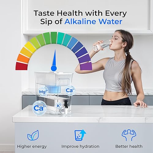 Miniatura 3 de Waterdrop Dispensador de filtro de agua alcalino delgado, 35 tazas, gran capacidad, larga vida útil de 100 galones, filtración más rápida, reduce el