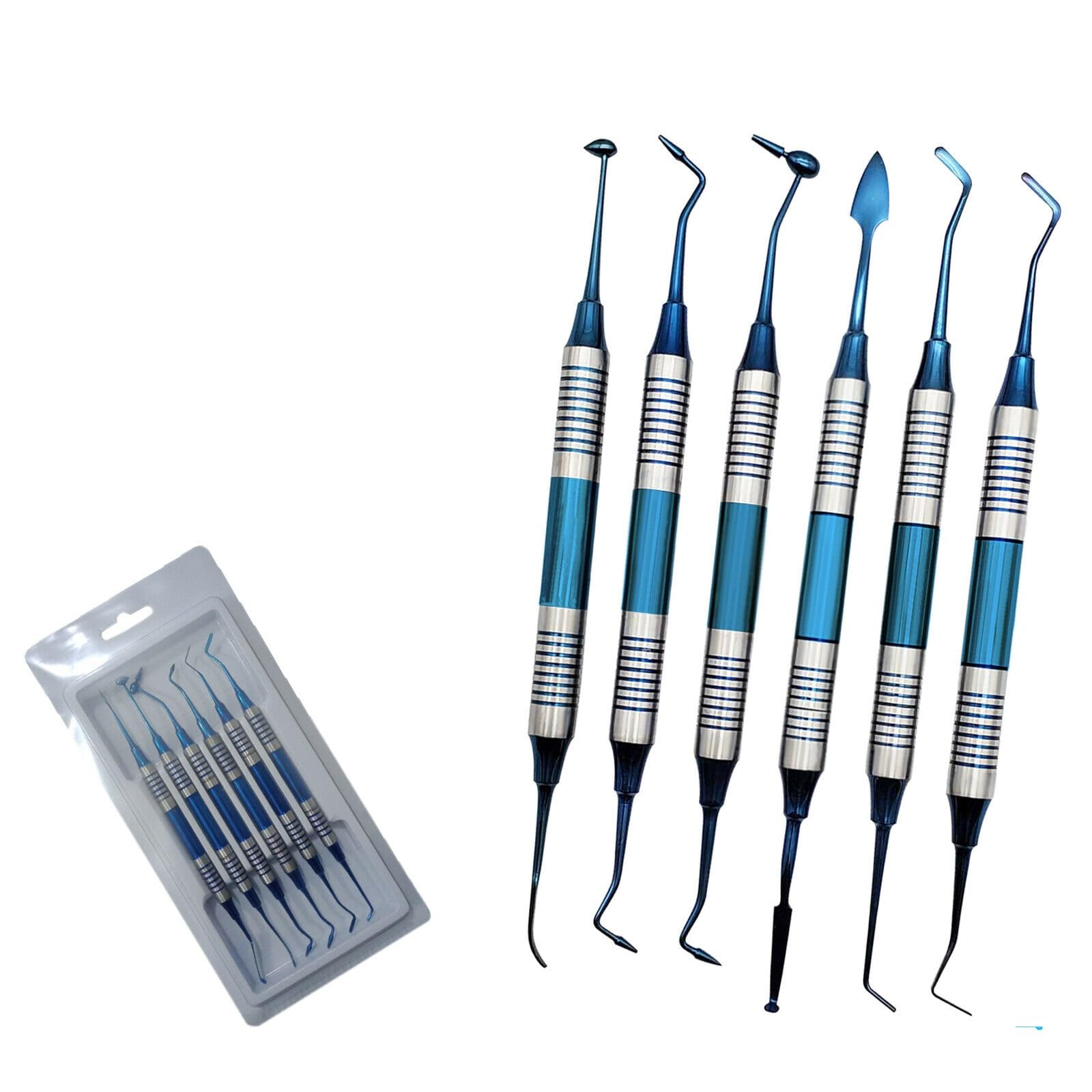 YNR Kit di 6 strumenti di posizionamento composito antiaderenti per rifornimento dentale, rivestimento in titanio, CE