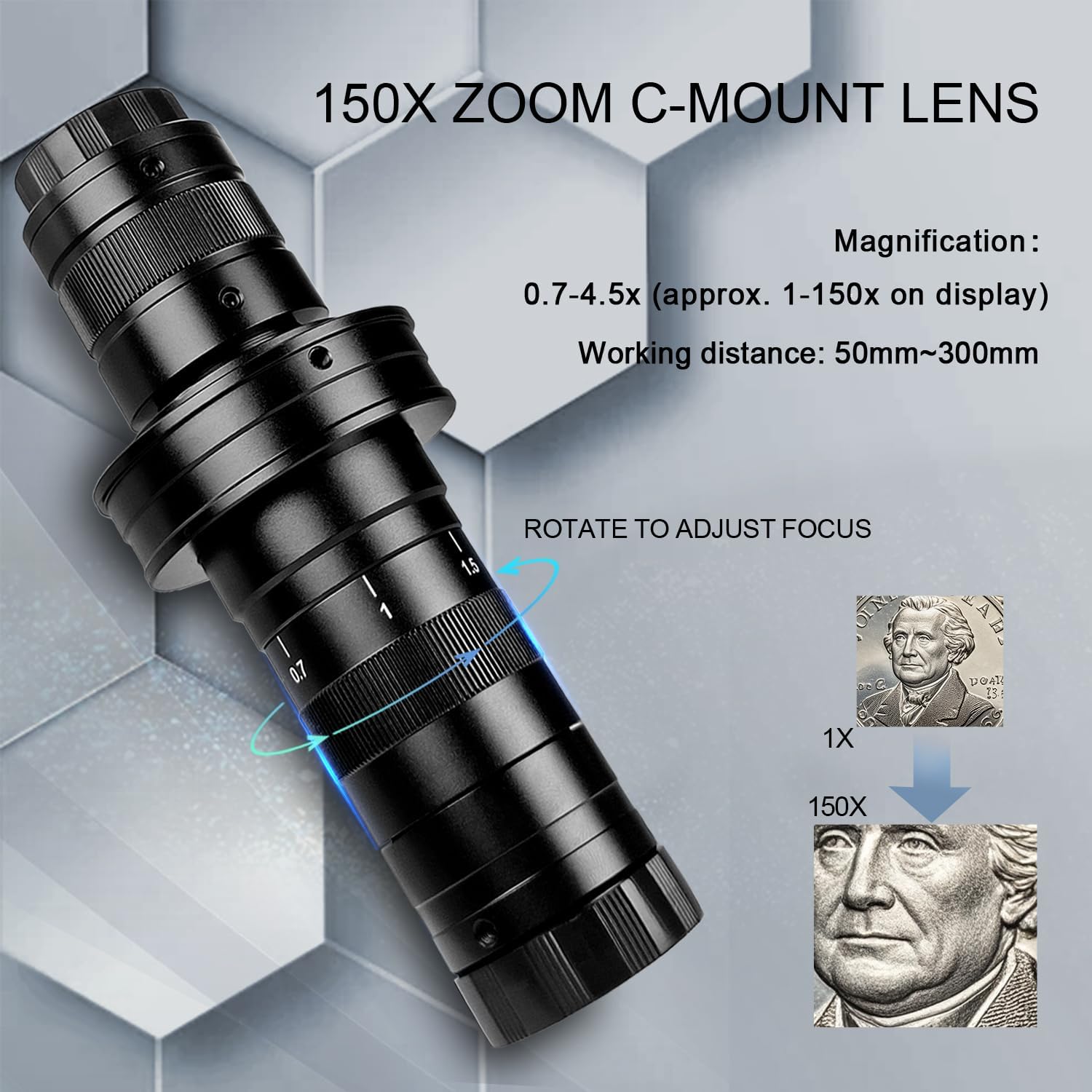 NICE-POWER Digital Microscope with Large Stable Base Stand, 4K HD Quality Industrial Microscope Type-C/HDMI Interface with 150X HD Lens Adjustable Ring Light Illumination for Electronic Repair etc