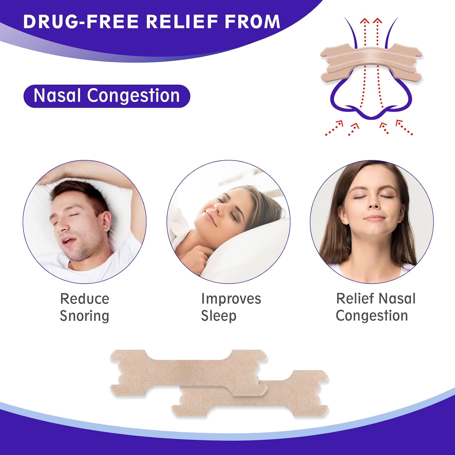 Large Nasal Strips Instantly Relieves Nasal Congestion, Reduces