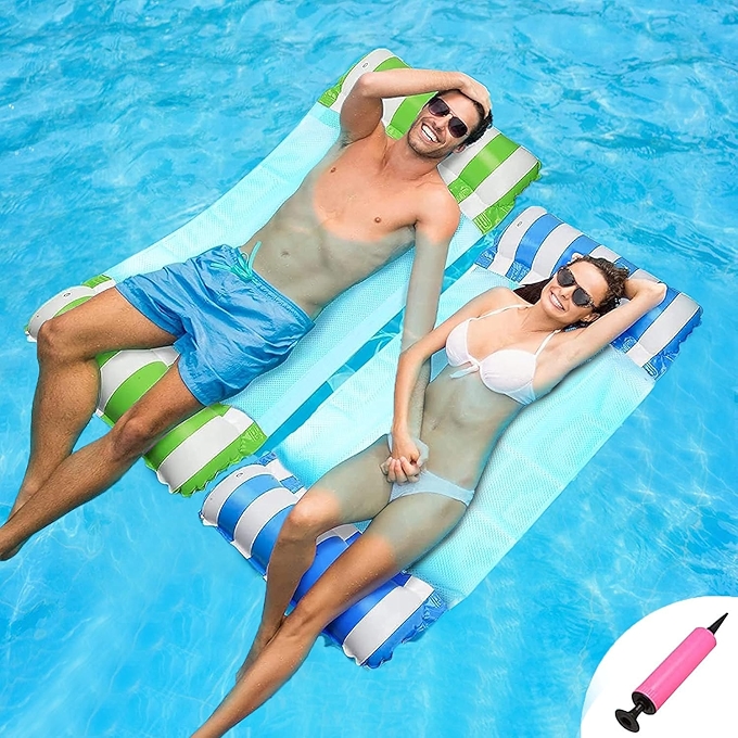 双人充气水上吊床 泳池漂浮休闲椅多功能充气躺椅
