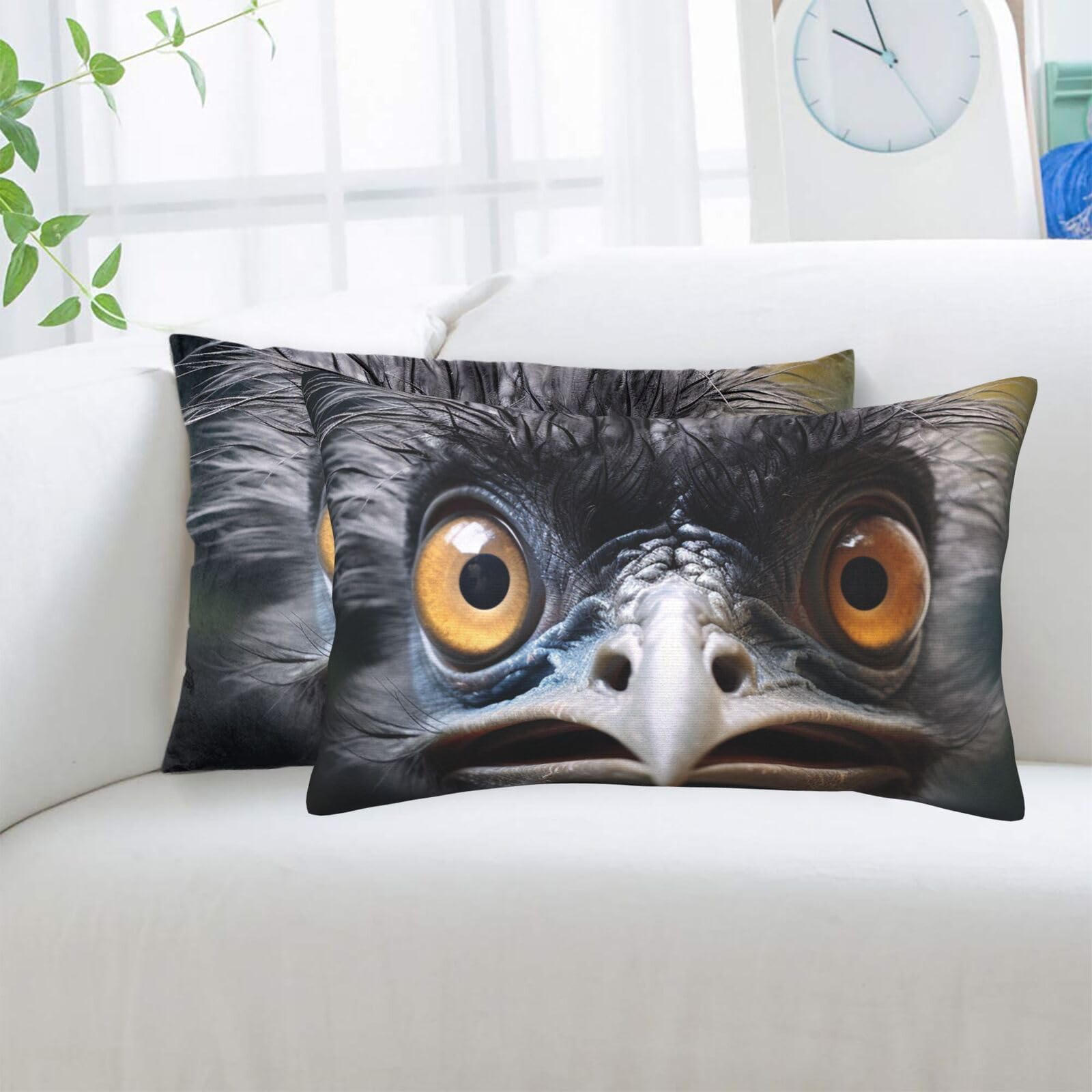 Emu Standard Pillowcases Sets of 2, Ultra Soft Microfiber Plush Pillow Cases 20"X30" Comfort Decorative Throw Pillow Cover with Hidden Zipper for Bedroom, Sofa, Couch