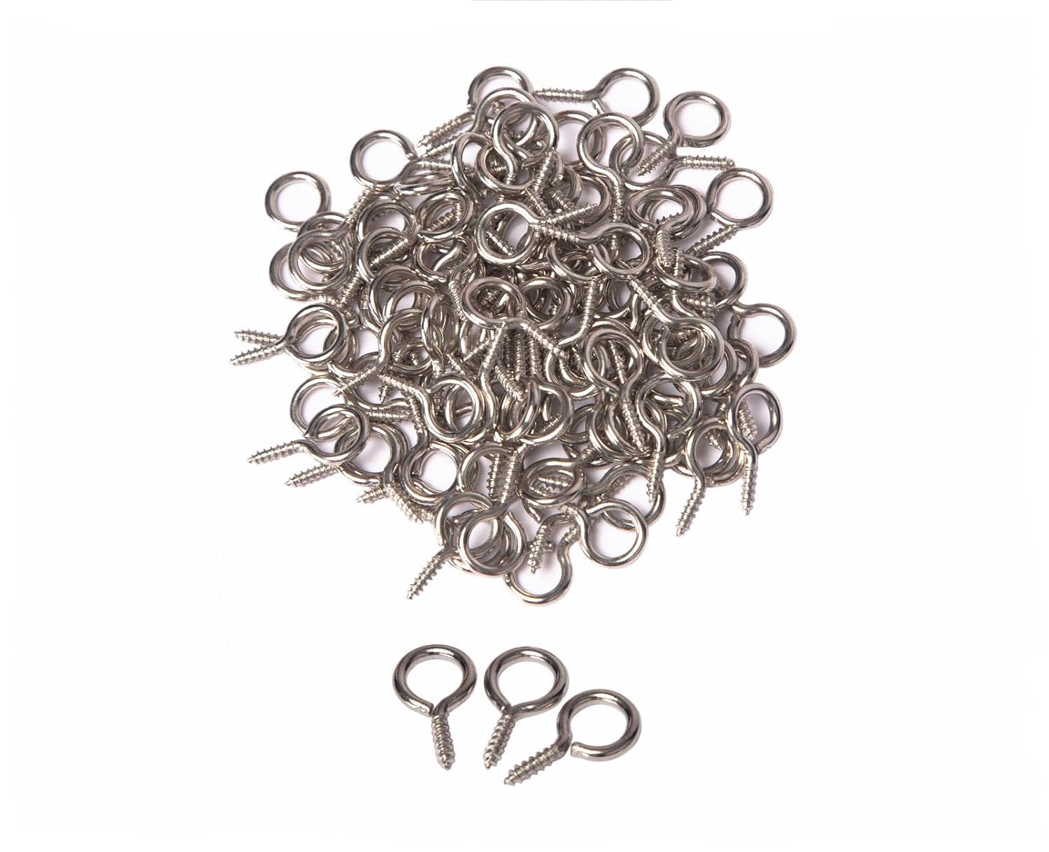 Mariyandh 100PCS 1.1 inches Silver Eye Hooks Screw Metal Eye Hooks Small Eyelet Screws(5#,100PCS)