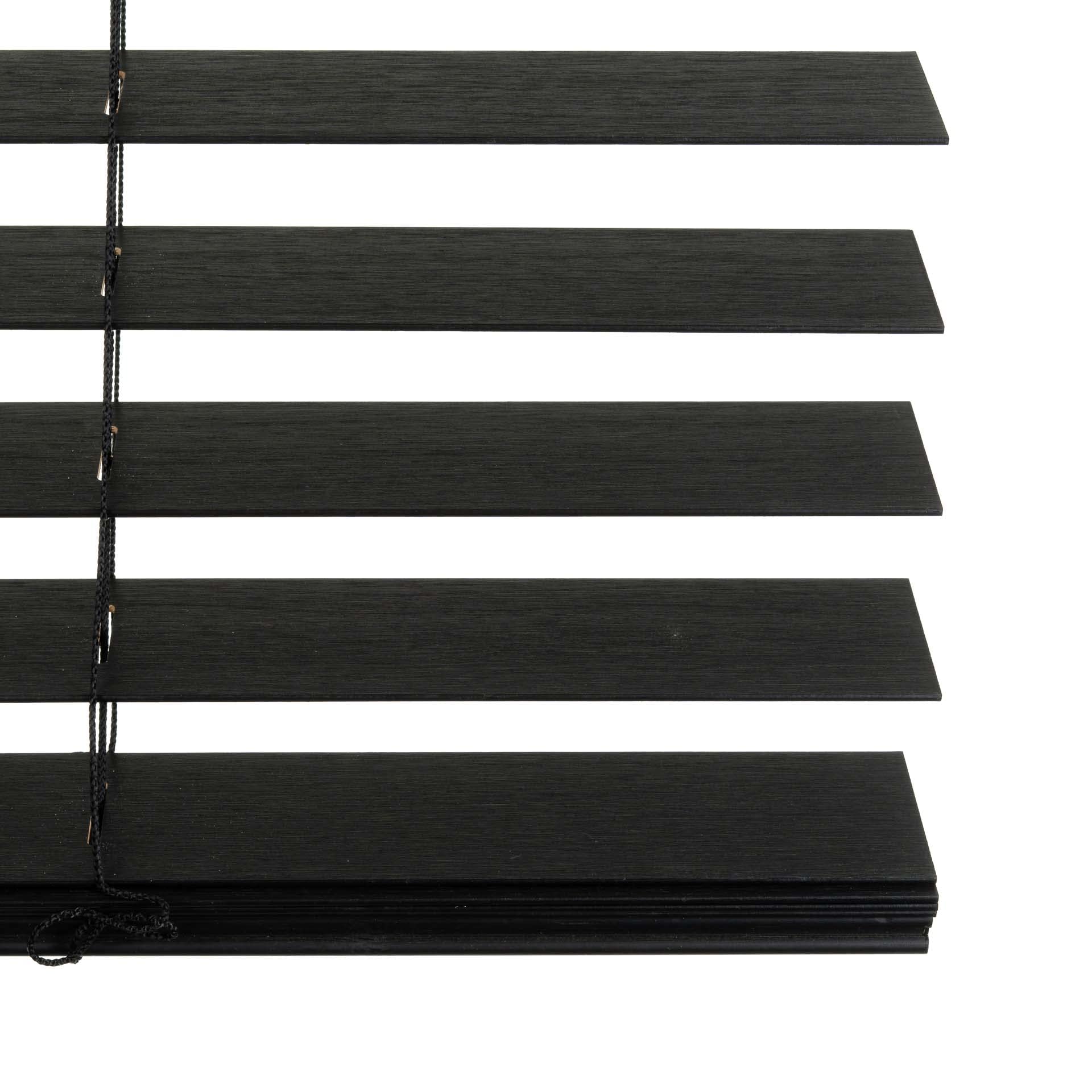 Bambus Jalousie 50 mm - Schwarz - 120 cm x 250 cm (BxH) - Jalousie für Fenster und Tür - Jalousie aus Bambus - Erhältlich in Breiten von 50 cm bis 160 cm - Innenjalousie