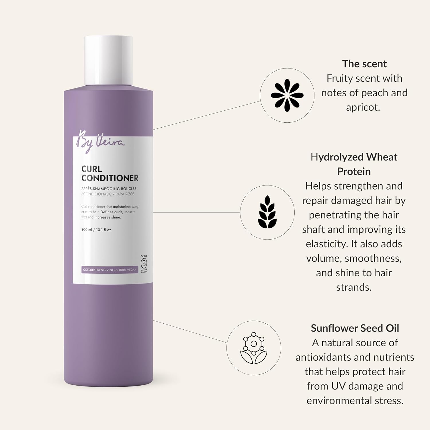 Curl Conditioner 10.1 Fl Oz, Gently Cleanses & Defines Curly Wavy Hair, Reduces frizz & Increases shine, Colour preserving, 100% vegan & Sulphate/Silicone free - Image 3