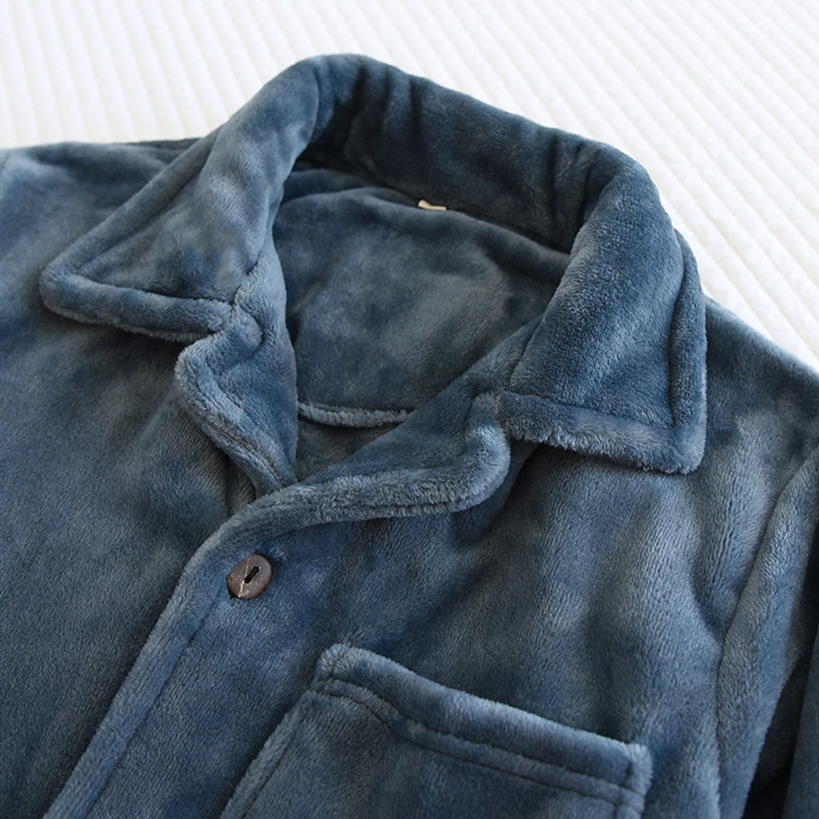 Conjunto de pijama de franela para hombre, forro polar grueso, cálido, cómodo, para invierno