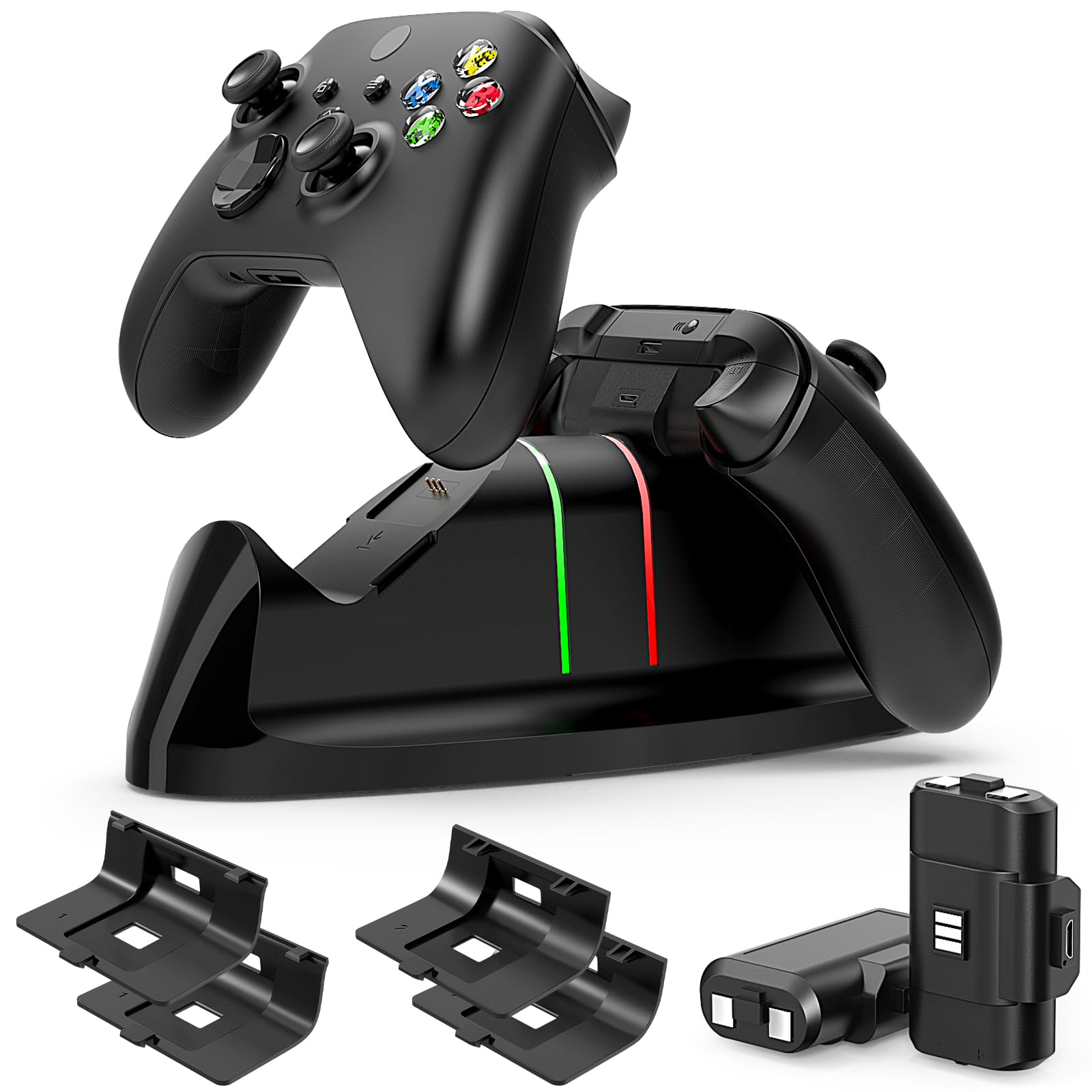 Charger Station for Xbox Controller with 2x1400mAH Rechargeable Battery Packs for Xbox Series X/S/One/Elite Wireless Controller,Charging Dock for Xbox One Controller Battery Pack Games Accessories