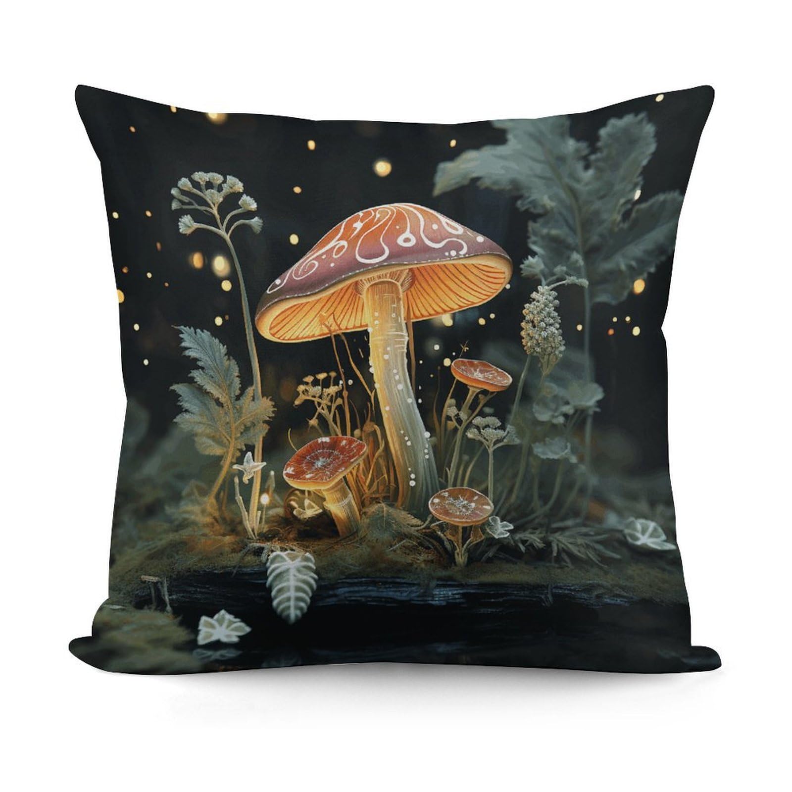 VstaDank Decorative Butterfly Mushroom Throw Pillow Covers Luxury Soft Pillowcases Fluffy Plush Accent Pillow Cases Personalized Square Lumbar Pillows Shells for All Seasons 18" X 18"