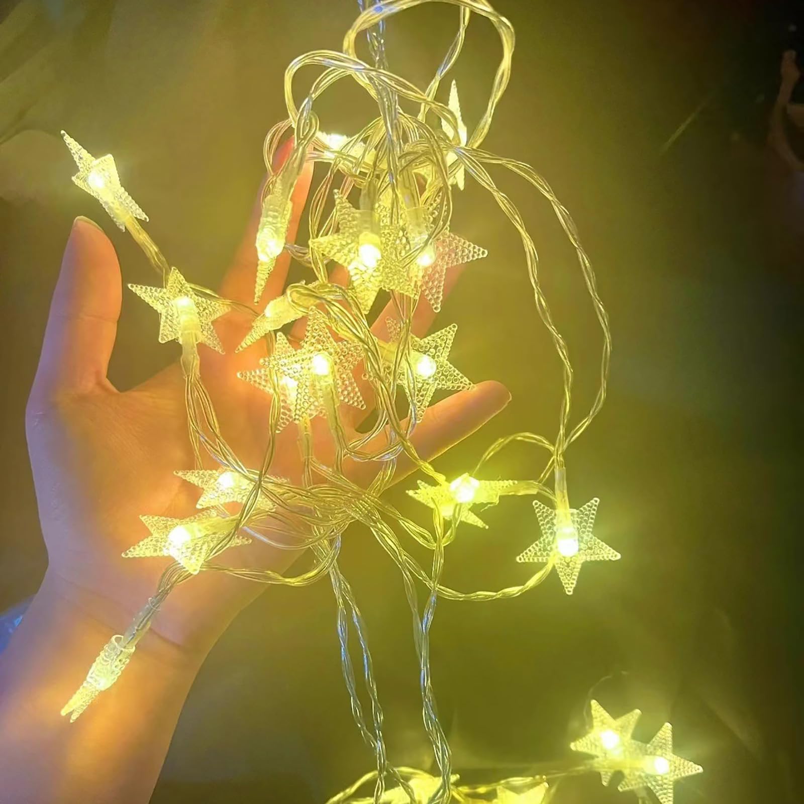 LED-Camping-Lichterkette für den Außenbereich, Schneeflocke, Weihnachts-Lichterkette, Zeltlichter für Halloween, Party, Dekoration, Garten, Hof, Restaurant (Batterie, 20 LEDs, farbige