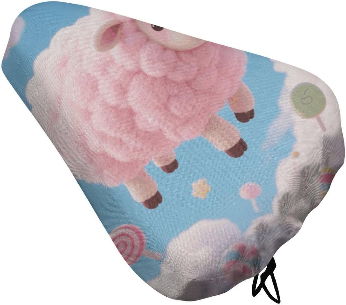 Waterproof Bike Seat Cover with Drawstring -Cloud – Candy Sheep Universal Exercise Bike Seat Cushion for Men & Women, Comfortable Non-Slip Bicycle Saddle Cover for Road/Mountain Bikes