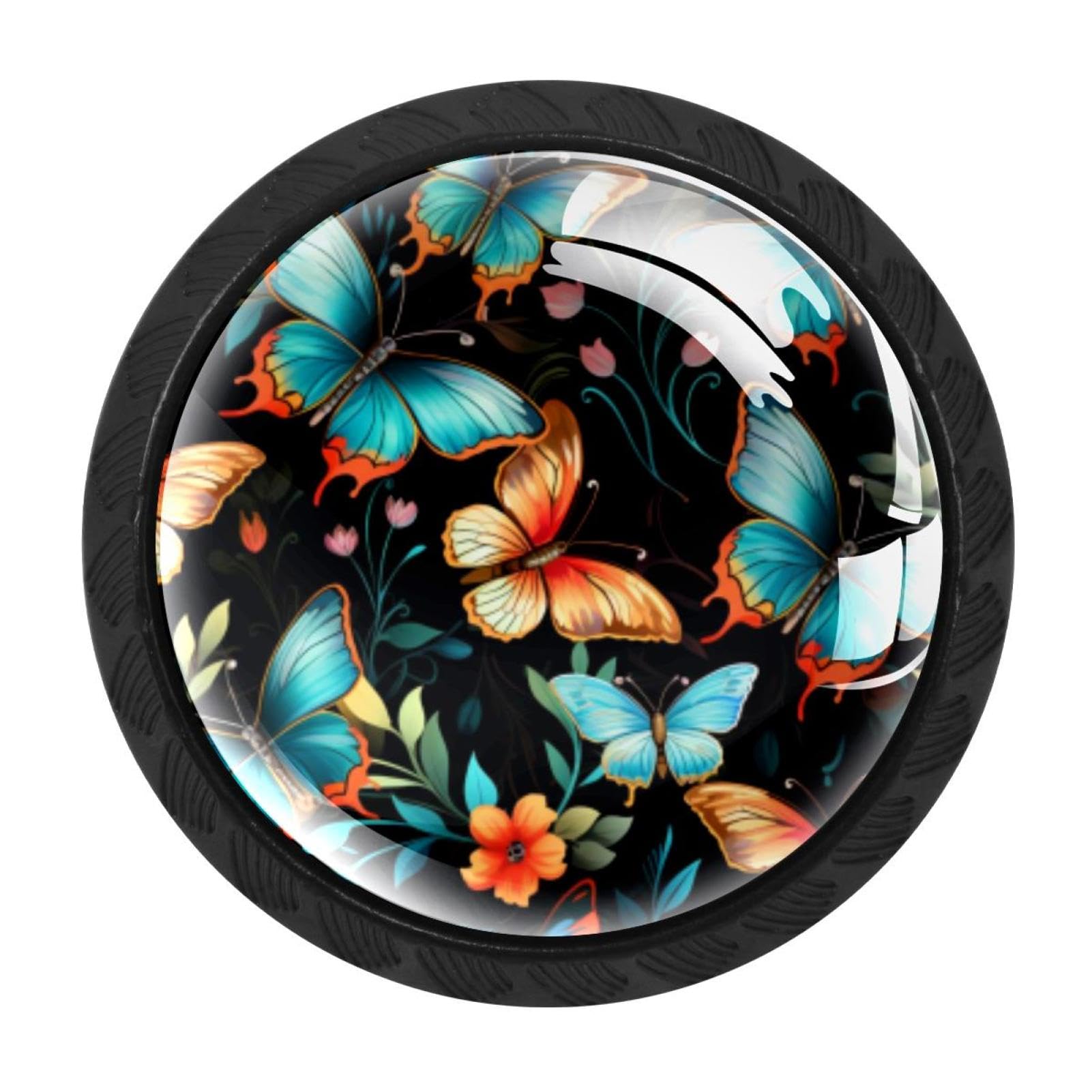 CHENZZZZ 4 Pack Cabinet Handles Black Colorful Butterfly Cabinet Knobs Draw