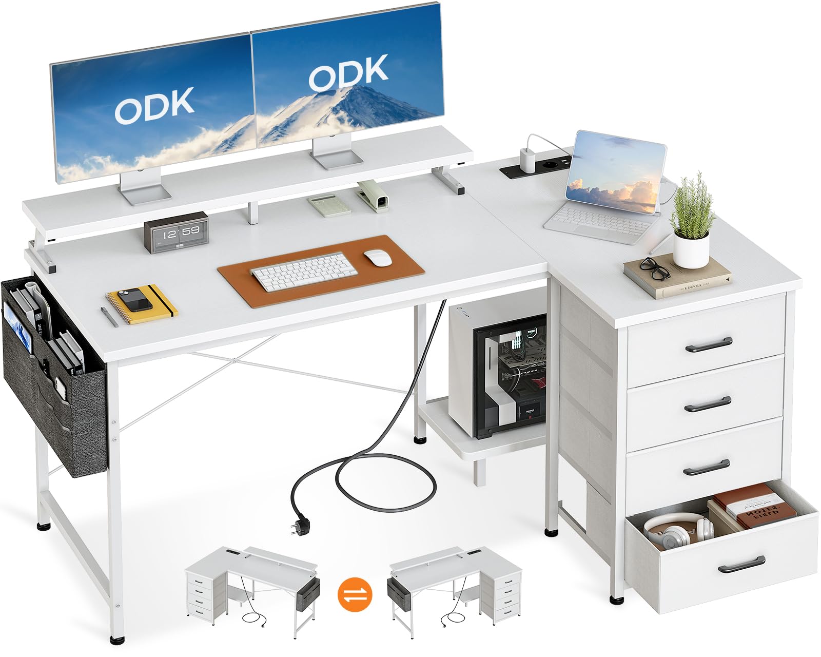 ODK Corner Desk with all components laid out